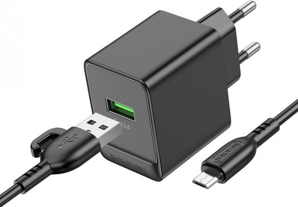 BOROFONE (6941991104756) 1м 1USB 3.0A QC3.0 18W Black 1 м