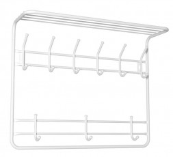 Вешалка настенная ЗМИ 2х ярусная с полкой 80 Белая ВСП 9