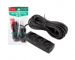 Удлинитель ENGY Премиум 10м/3роз. (ПВС 2х0,75) черный (186742)