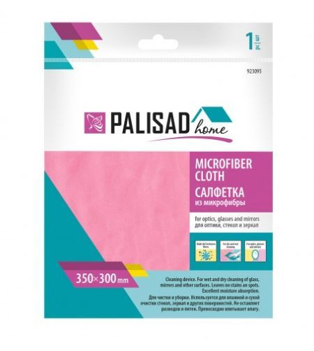 Салфетка PALISAD Салфетка из микрофибры для оптики, стекол и зеркал 350X300 мм, коралловая, HOME 923095