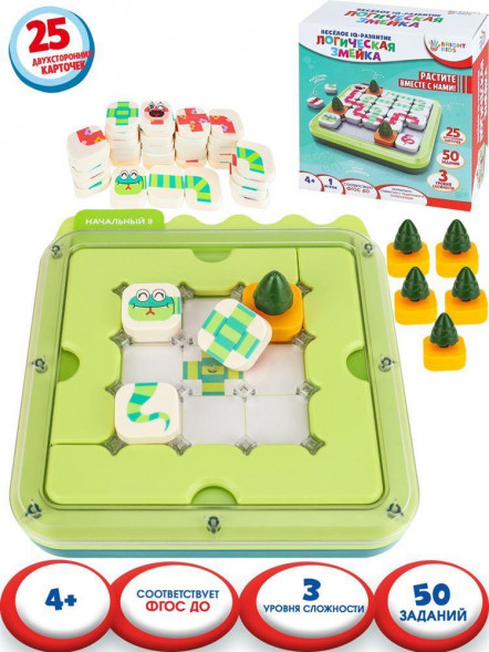 Настольные игры BRIGHT KIDS Головоломка. Серия &quot;Веселое IQ-развитие&quot;.Логическая змейка(3 уровня сложности,50 заданий) ( ИК-8711)