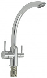 Смеситель для кухни MAGNUS 9266 Смеситель кухонный Хромированный, С-образный излив, шаровый, с двойным выпуском воды для фильтра, из нерж.стали марка 304