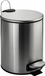 Хозяйственные товары САНАКС 10500 Ведро круглое, 5л, с микролифтом, из нержавеющей стали, с педалью, с плоской крышкой, цвет САТИН
