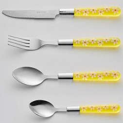 Столовые приборы WEBBER BE-010P24/2 "Ромашка" желтый 24пр