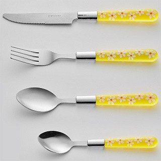 Столовые приборы WEBBER BE-010P24/2 &quot;Ромашка&quot; желтый 24пр