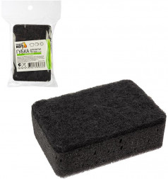 РЫЖИЙ КОТ Губка для мытья посуды двухслойная прямоугольная KS-08 (черный) (107567)