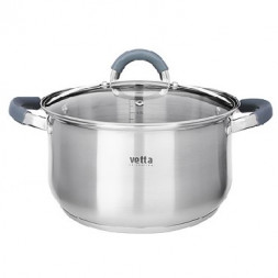 Кастрюля VETTA Вена Кастрюля 24х13,5см. 6,0л. со стекл. крышкой, индукция 822-074