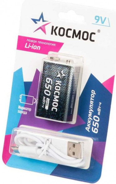 Аккумулятор КОСМОС KOCLi9V650mAh1BL черный