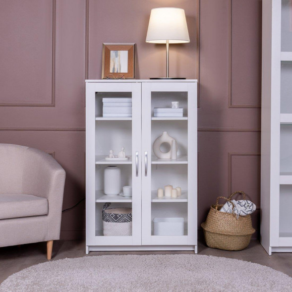 ГУД ЛАКК 2.02.03.390.1 СИРИУС тумба 2 двери со стеклом 78х123 белая RU (2 пак.)