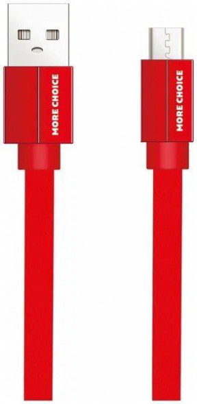 Кабель More choice (4627151194509) K20m Дата-кабель USB 2.1A для micro плоский USB - 1м Red