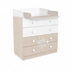 Комод POLINI Комод Polini kids French 1580, Teddy, белый-дуб пастельный (2 кор.)