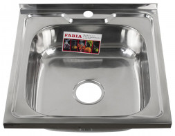 Мойка накладная FABIA 62109 Мойка 50х50 наклад 0.6 мм + большой сифон с переливом