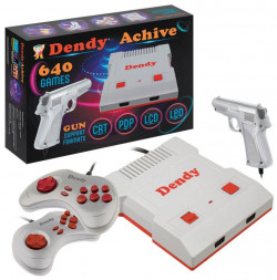 Игровая консоль DENDY Achive 640 игр + световой пистолет серая