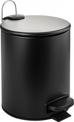Хозяйственные товары САНАКС 10501 Ведро круглое, 5л, с микролифтом, из нержавеющей стали, с педалью, с плоской крышкой, цвет ЧЕРНЫЙ