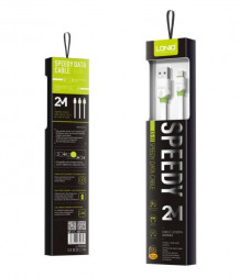 Кабель LDNIO (LD_B4507) LS34/ USB кабель Lightning/ 1m/ 2.4A/ медь: 86 жил/ белый