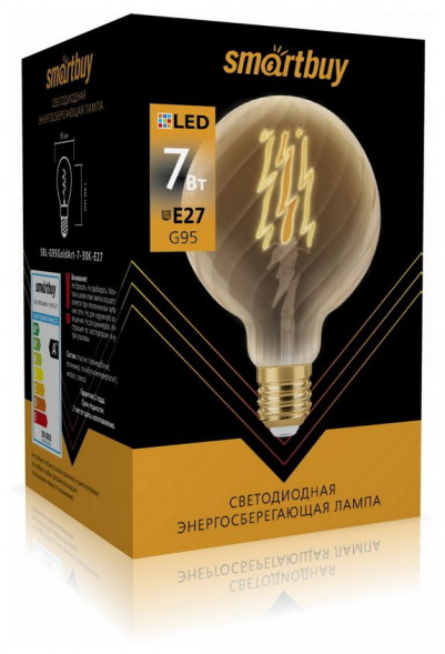 Лампа SMARTBUY (SBL-G95GoldArt-7-30K-E27) 7W/3000/E27