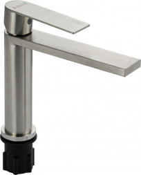 Смеситель для раковины MAGNUS 9148 Смеситель для раковины, круглый корпус D - 35 мм с прямоугольным изливом, из нержавеющей стали марки 304, цвет САТИН.