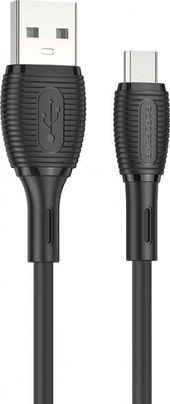 Кабель BOROFONE (6974443388800) BX86mUSB 2.4A microUSB черный - 1,0m