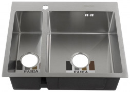 Мойка врезная FABIA PROFI 61513 Мойка врезная ДВОЙНАЯ 61х51см толщина 3,0х0,8мм, глубина 200мм +большой сифон с переливом+корзина