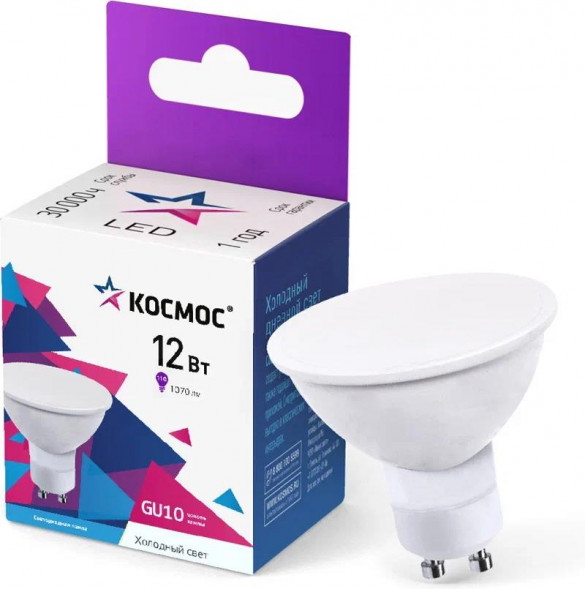 Светодиодная лампа КОСМОС LkecLED12wGU10C65 белый