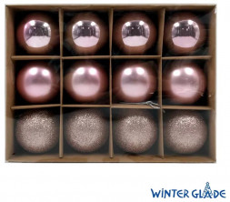 Набор ёлочных шаров WINTER GLADE Набор ёлочных шаров пластик, 6 см, 12 шт, розовый микс, 6012G006