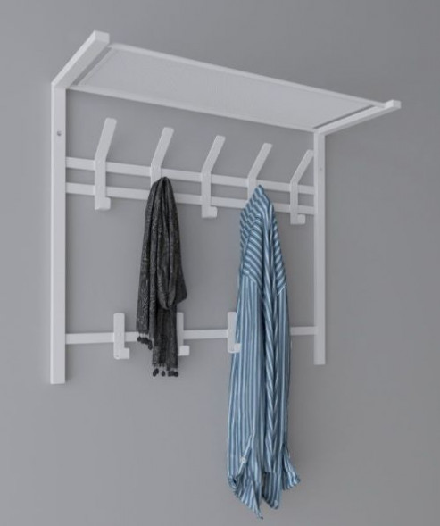 Вешалка настенная ЗМИ Торонто 22 с полкой белая ВСПТ22