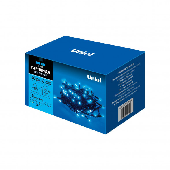 Электрогирлянда UNIEL UL-00005262 ULD-S1000-120/DBA BLUE IP67 10м. 120 светодиодов. Синий свет.