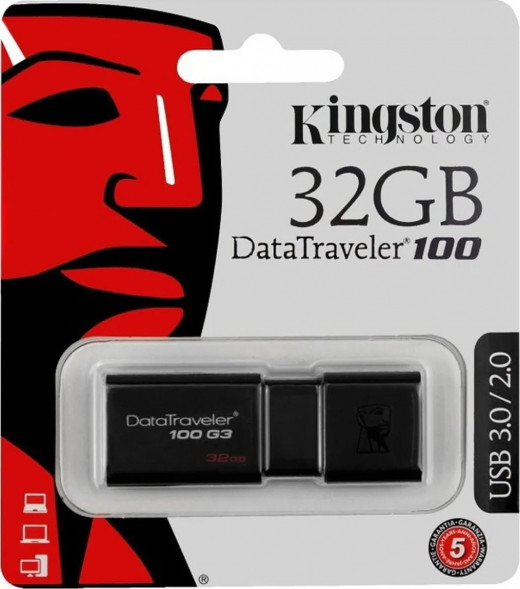 USB флеш KINGSTON (DT100G3/32GB) 32GB DATATRAVELER 100 G3 USB3.0 черный