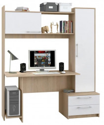 Компьютерный стол МЕБЕЛЬ-КОМПЛЕКС Денвер исп.12 Дуб Сонома/Белый (3 уп.)