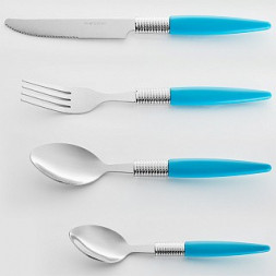 Столовые приборы WEBBER BE-011P24/15 "Жемчуг" бирюзовый 24пр