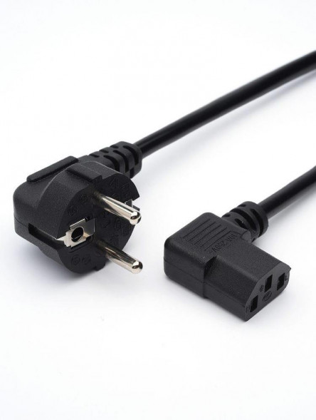 Кабель GOPOWER (00-00024536) кабель питания евровилка-C13 (f) 1.8м ПВХ 0.75мм угловой черный (1/125)