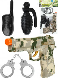 Игрушка NO NAME Игровой набор Военный (пистолет, граната, рация, наручники) в пакете M0078 ПП-00205217
