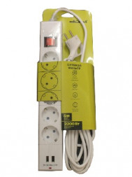 Сетевой фильтр DUWI 32588 8 С/Ф 5 гнезд- 5,0м - белый