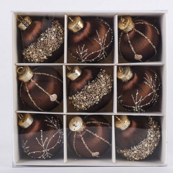 ВОЛШЕБНАЯ СТРАНА Набор шаров SYQB- 0124055, 9шт, 8см цвет коричневый (108512)