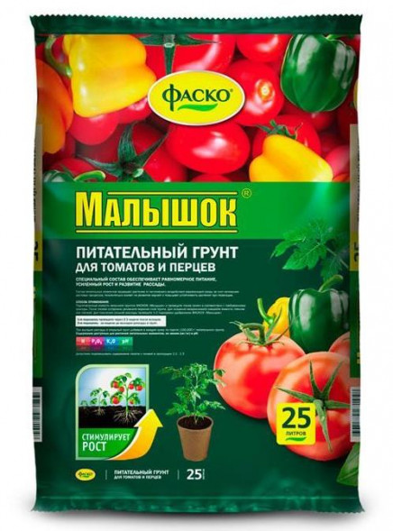 Торфяная продукция МАЛЫШОК Грунт для томатов и перцев 25л