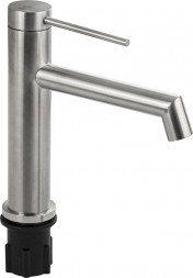 Смеситель для раковины MAGNUS 9160 Смеситель для раковины, круглый корпус с изогнутым изливом, из нержавеющей стали марки 304, цвет САТИН.