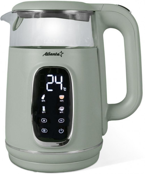 Чайник электрический ATLANTA ATH-2540 green ATLANTA ATH-2540 green (1,7л. стекло/пластик)