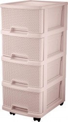 Комод KEEPLEX KL379422005 Ajur с ящиками на колесиках четырехсекционный компакт 37х30х69см бежевый топаз