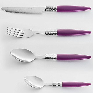 Столовые приборы WEBBER BE-011P24/17 &quot;Жемчуг&quot; темно-фиолетовый 24пр