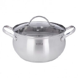 Кастрюля VETTA Женева 20х11,5см. 3,8л. со стекл. крышкой, индукция 822-084