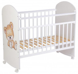 Кроватка ФЕЯ Кроватка детская Фея 701 Медвежонок, белый (1 кор.)