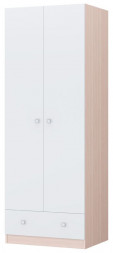 Шкаф POLINI Шкаф двухсекционный Polini kids Simple с 1 ящиком, дуб пастельный-белый (2кор)