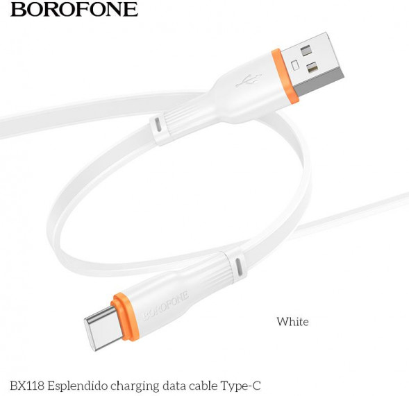 Кабель BOROFONE (6941991120954) BX118a USB 3.0A для Type-C - 1м , белый