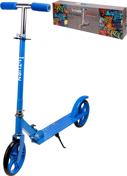 Самокат VELOBIBI 2-х колесный, колеса PU 200мм, 85х34,5х88,5-102,5см,до 80кг, голубой (Арт.И-3376)