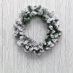 Еловый венок NEON-NIGHT (307-147) ЗАСНЕЖЕННЫЙ ЕЛОВЫЙ ВЕНОК d=45 СМ, ПВХ