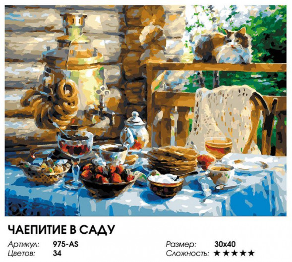 Картина по номерам на холсте БЕЛОСНЕЖКА 975-AS Чаепитие в саду