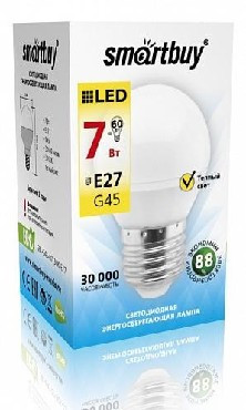 Светодиодная лампа SMARTBUY (SBL-G45-07-30K-E27) 7W/3000/E27