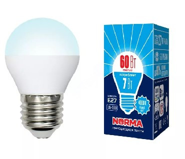 Лампа светодиодная VOLPE (UL-00003822) LED-G45-7W/NW/E27/FR/NR Белый свет 4000K