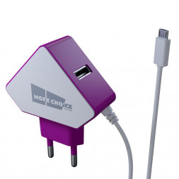 СЗУ MORE CHOICE (4627151193359) NC42m СЗУ 2USB 1.5A micro USB с кабелем White Purple
