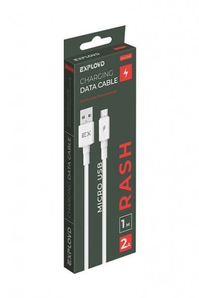 EXPLOYD EX-K-1149 Дата-кабель/USB - microUSB/круглый/белый/1М/2A/Rash